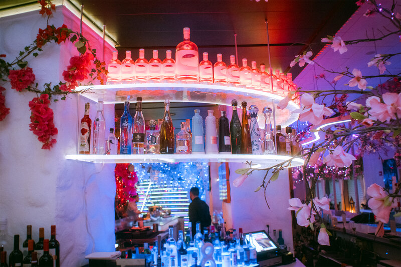 Bar area with view of liquor bottles